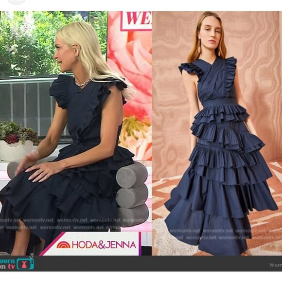 Ulla Johnson Dresses & Skirts - Ulla Johnson Aurore Tiered Ruffle Midi Dress Navy Sz4 Cocktail Event Party